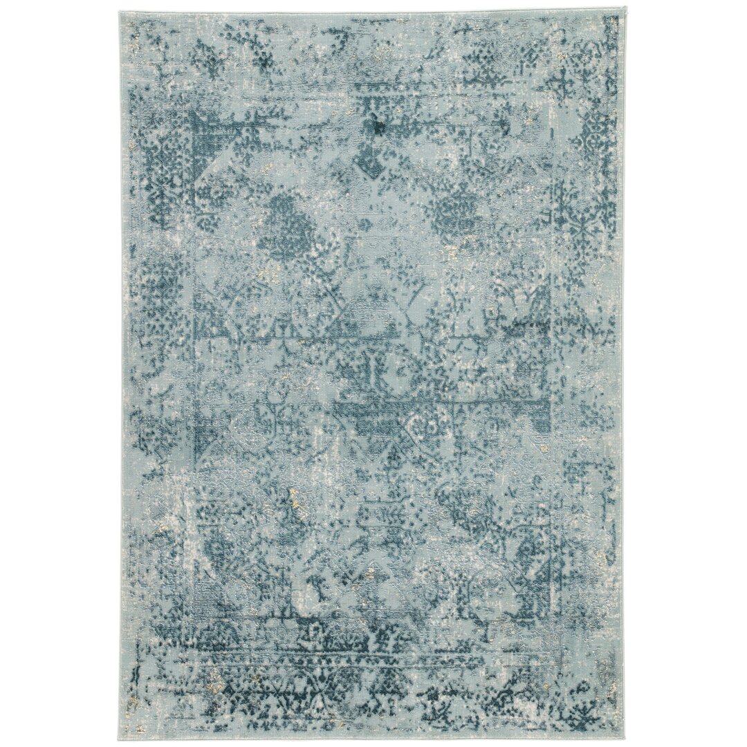 Online Designer Living Room Loomed Blue Area Rug 