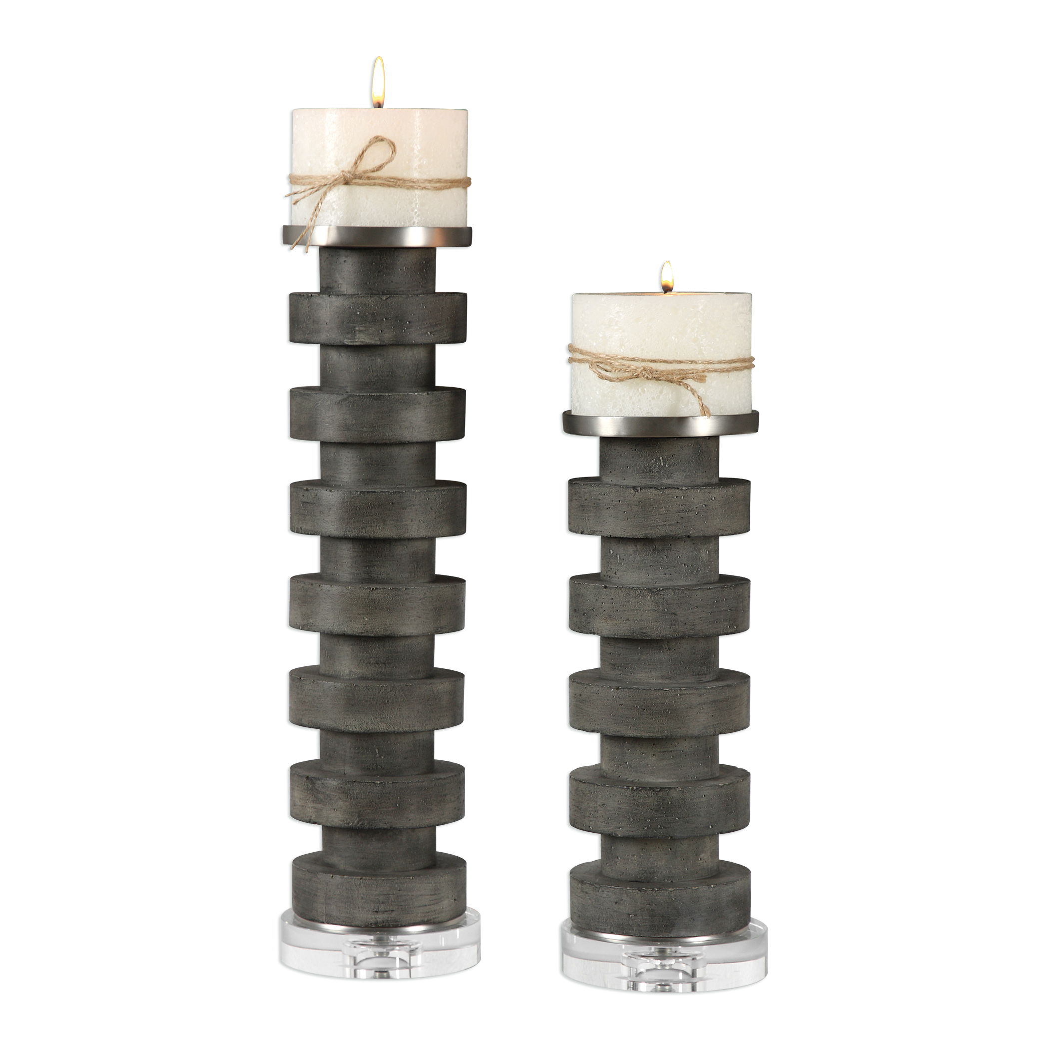 Online Designer Living Room Karun Concrete Candleholders S/2