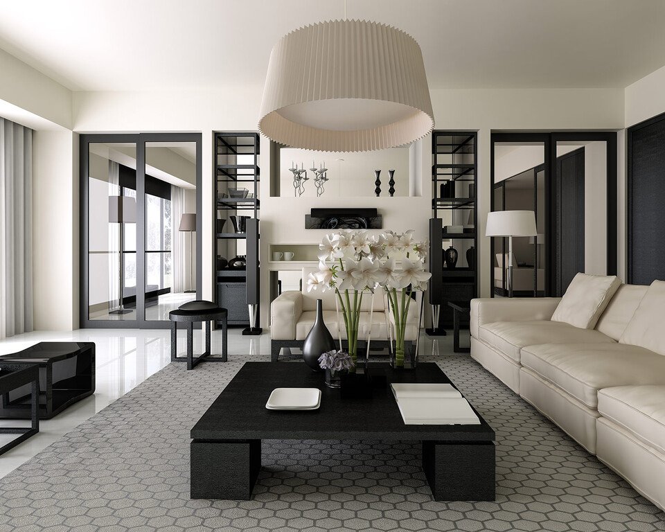 Black and White Living Room Design