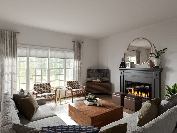 Black Fireplace Living Room Transformation Rendering thumb