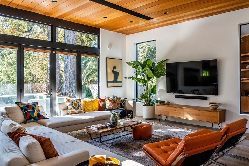 Bright Mid-Century Modern Living Room Remodel