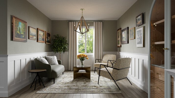 Chic Neutral Abode Interior Design Rendering thumb