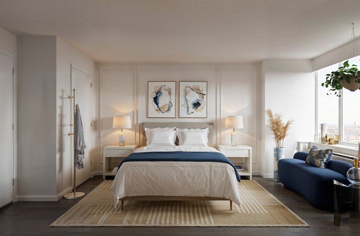 Classy & Tranquil Bedroom Interior Design Rendering thumb