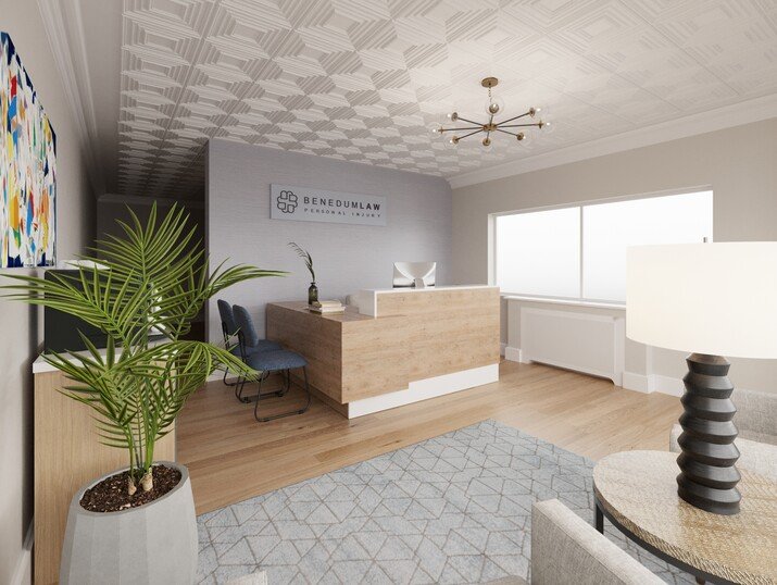 Coastal Reception Room Interior Design Rendering thumb