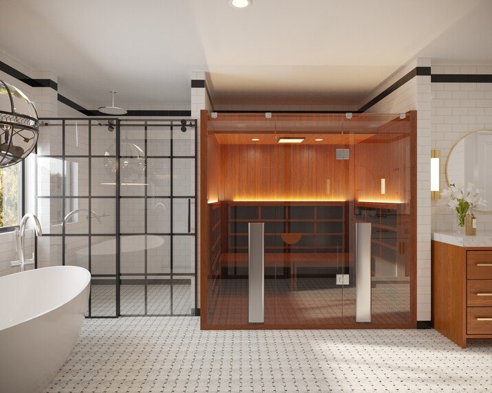 Contemporary Gym Bathroom Design Rendering thumb