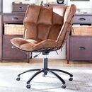 Online Designer Bedroom Textured Faux Suede Tobacco Glove Swivel Desk Chair