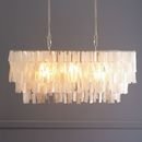 Online Designer Living Room arge Rectangle Hanging Capiz Chandelier - White