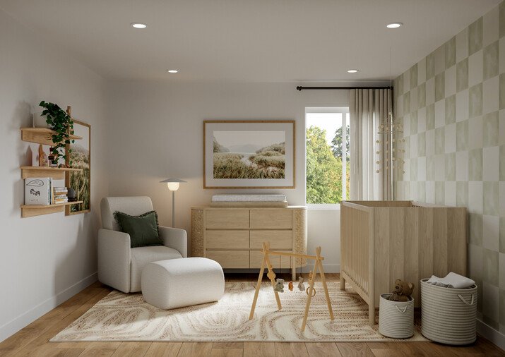 Japandi Style Bedroom, Home Office & Nursery Rendering thumb