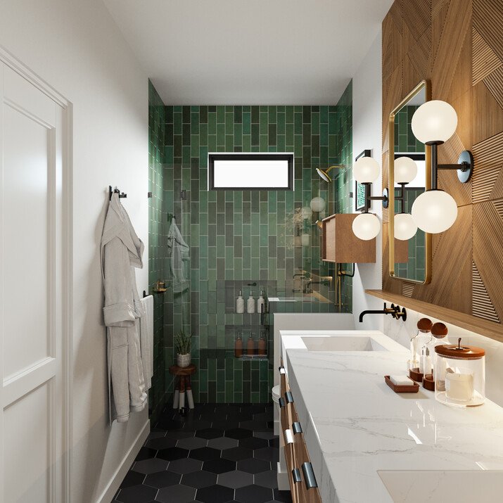 Masculine & Comfortable Bathroom Renovation Rendering thumb