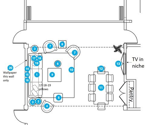 Online Designer Combined Living/Dining Floorplan