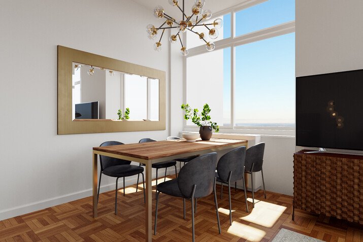 Modern & Fresh Living & Dining Room Rendering thumb