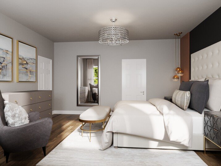 Modern Glam Bedroom Transformation Rendering thumb