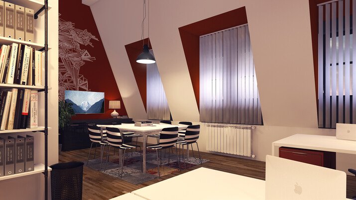 Modern Office Interior Design Rendering thumb