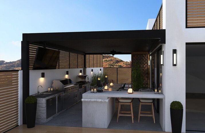 Modern Patio Grill & Bar Area Design Rendering thumb