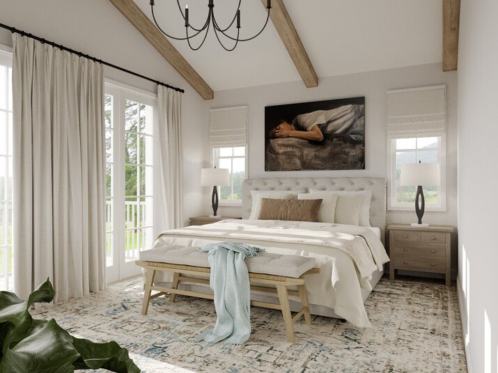 Modern Spanish Master Bedroom Design Rendering thumb