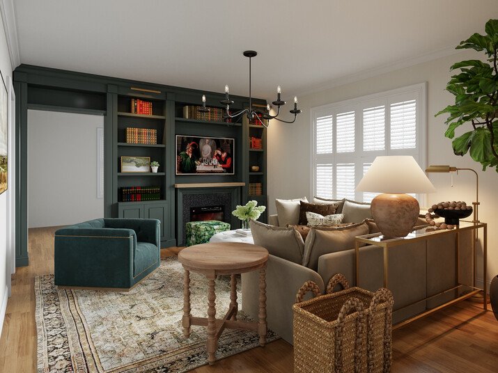 Modern Victorian Family Room Design Rendering thumb