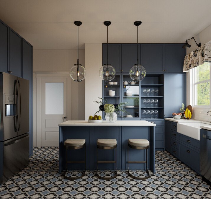 Modern Vintage Kitchen Remodel Rendering thumb