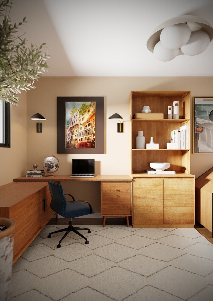 Pet Friendly Home Office Design Rendering thumb