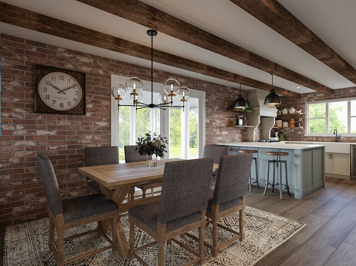 Rustic Home Design With Brick Walls Rendering thumb