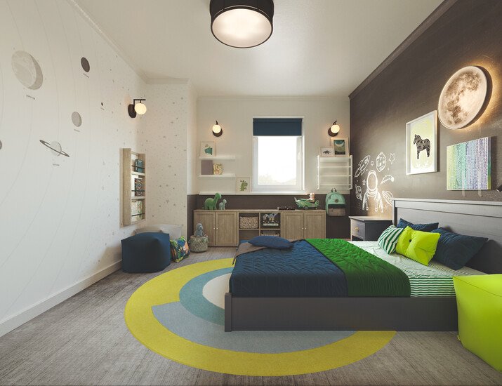 Transitional Bedrooms Interior Design Rendering thumb