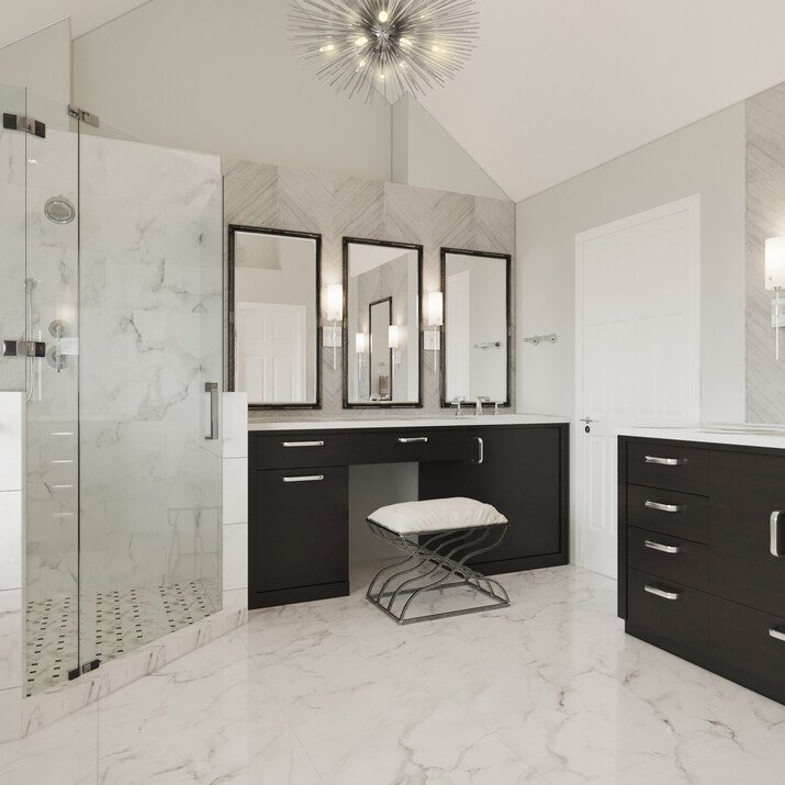 Transitional Black & White Bathroom Remodel Rendering thumb