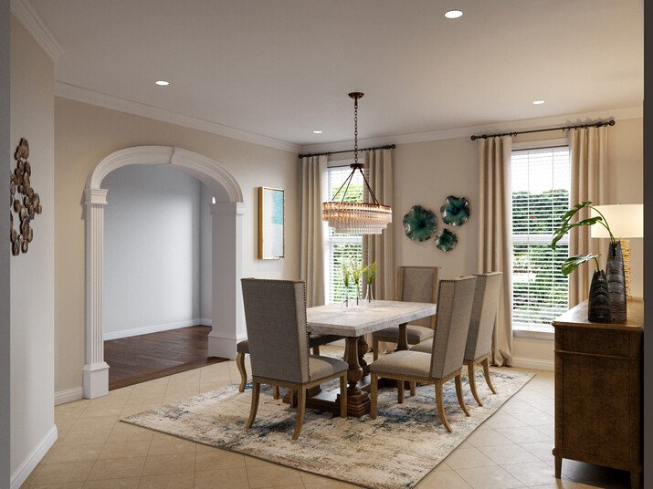 Transitional Breakfast Room Interior Design Rendering thumb