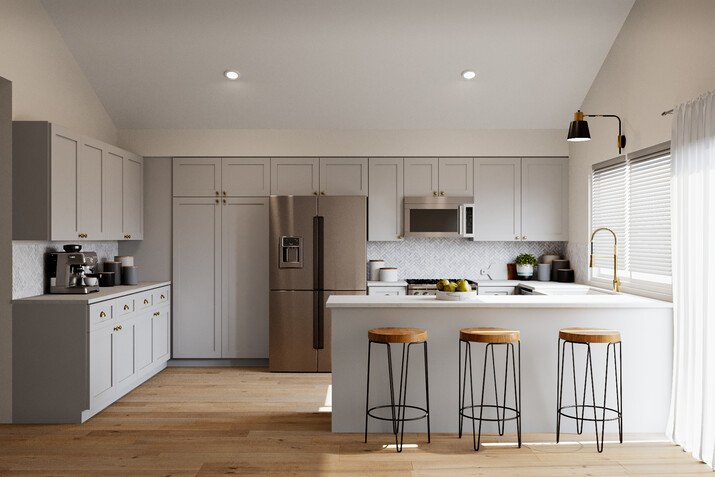 Vaulted Ceiling Transitional Kitchen Remodel Rendering thumb