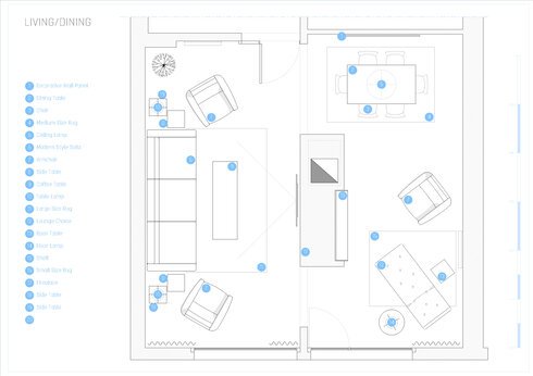 Online Designer Combined Living/Dining Floorplan