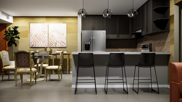 Modern Luxury Living & Dining Room Rendering thumb